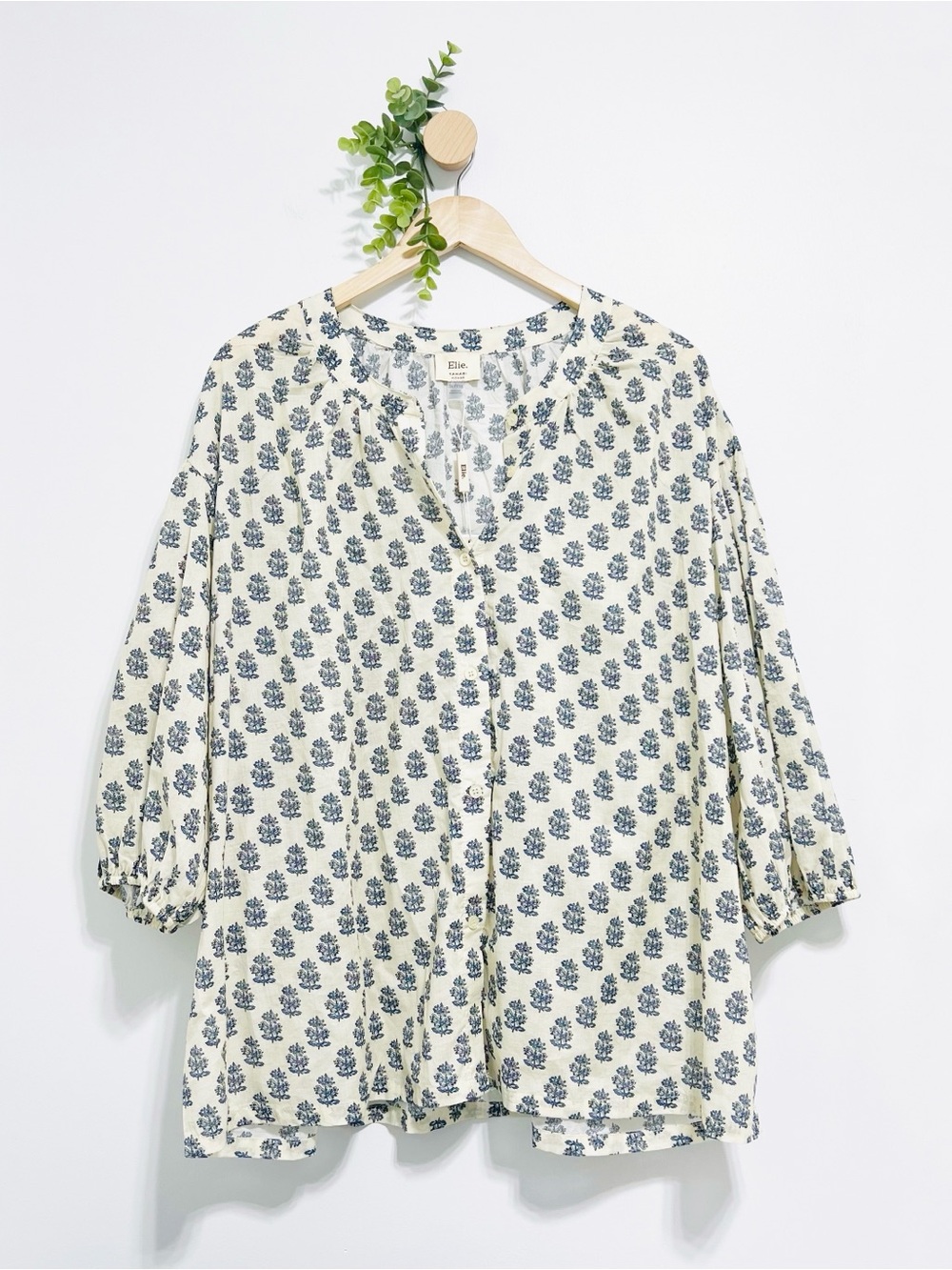 Elie Tahari Woman NWT 100% Cotton Boho Button Front Blouse